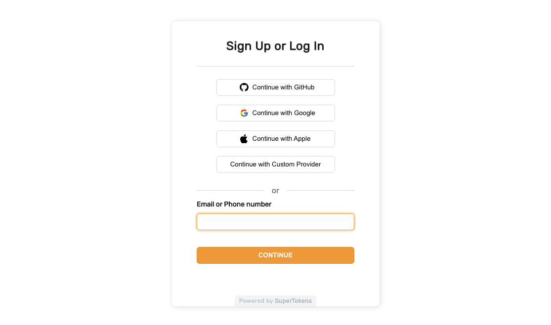 Sign in form UI for social login